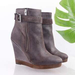 Michael Kors Womens Corrine Boots Size 9.5 Brown Roughout Platfomr Wedge Booties